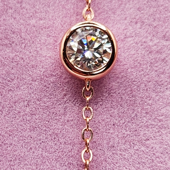 Dainty Rose gold Moissanite Bracelet - Picture 2 of 9